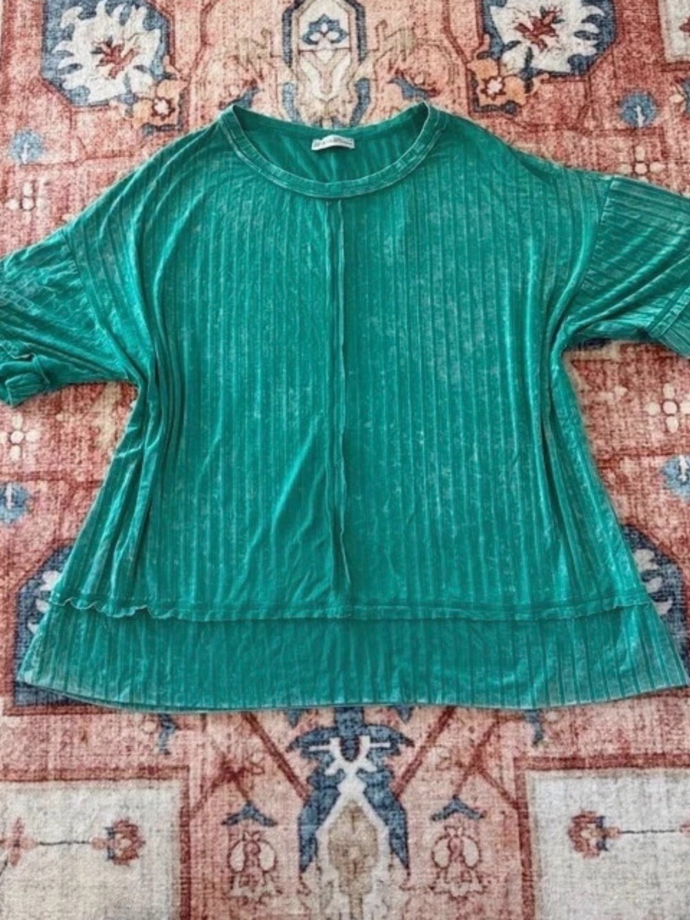 Zenana Outfitters Mint Green Ribbed Drop-Shoulder Tunic